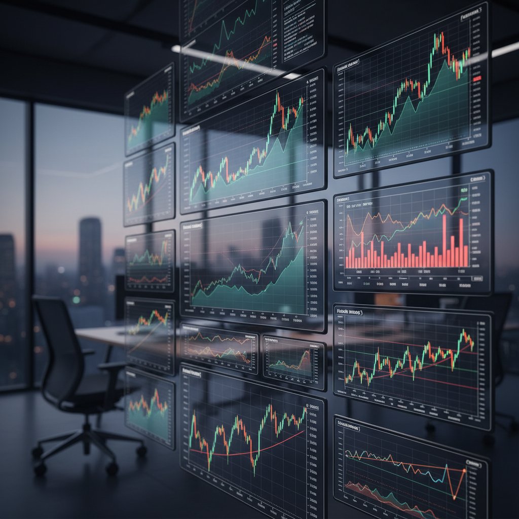 다양한 단기 투자 상품을 나타내는 금융 차트