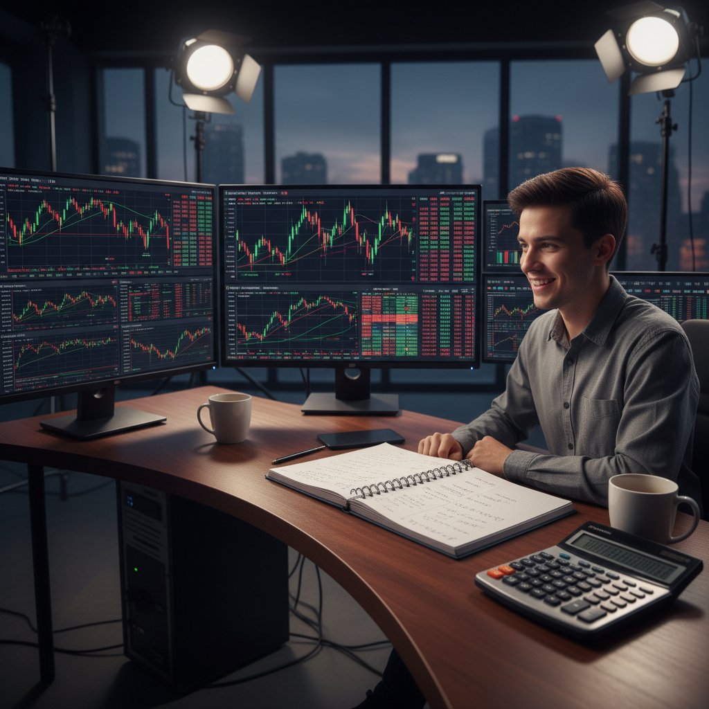 외환 거래 차트를 보는 사람