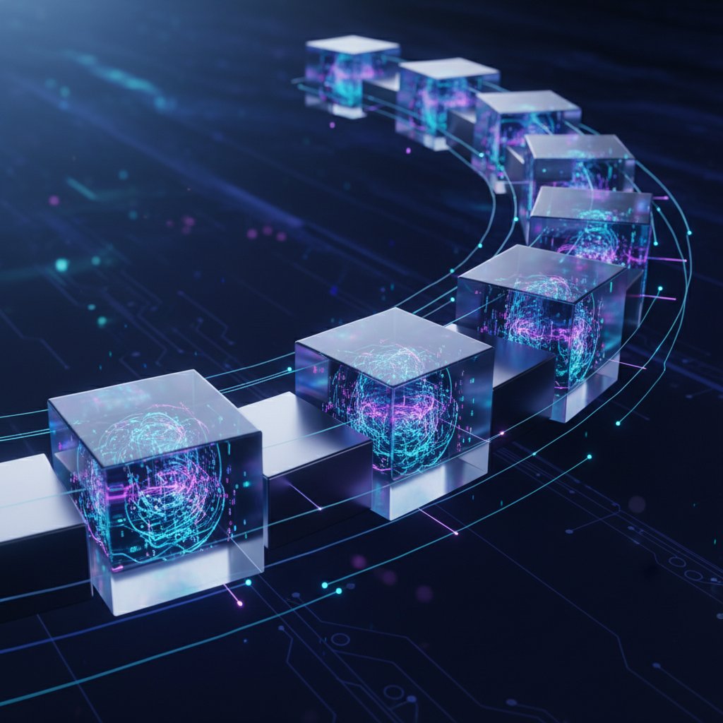 블록체인 기술을 시각화한 추상적인 이미지
