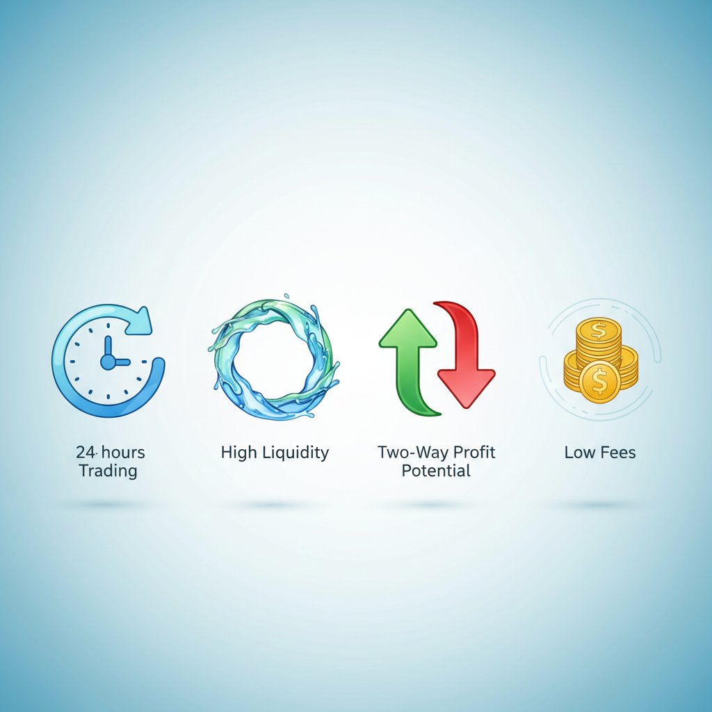 외환 거래의 장점을 나타내는 다양한 아이콘